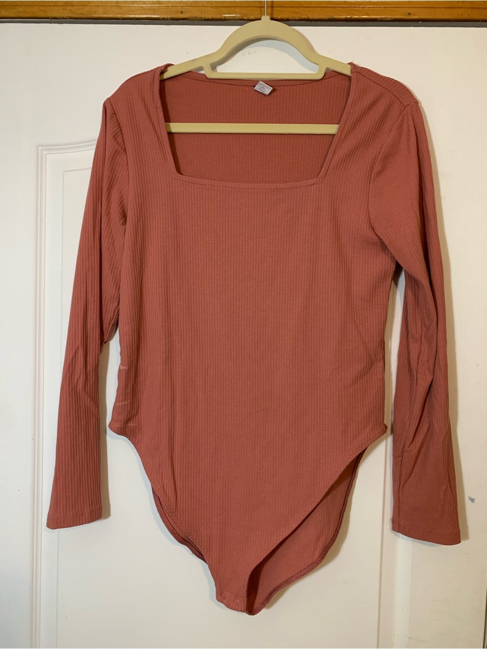 Old Navy Pink Ribbed Square Neck Bodysuit XL Minimalist